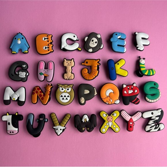 Animals Alphabet Crocs Shoe Charms Set of 26 - jibbitz Charms - Picture 1 of 3